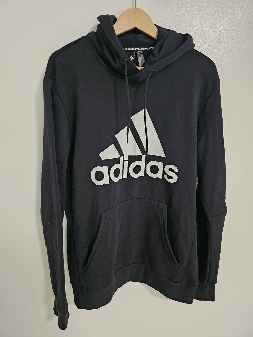 Adidas Men's Black And White Hoodie Size L Cotton Blend